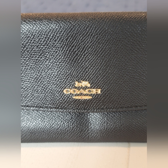 Coach Crossgrain Leather Envelope Wallet Black - Picture 2 of 13